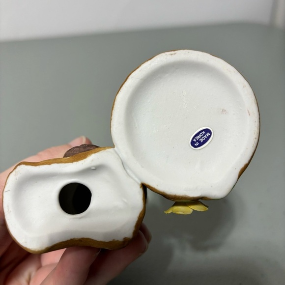 Owl Figurine Tree Stump Flower VTG Made in Korea - Picture 7 of 12